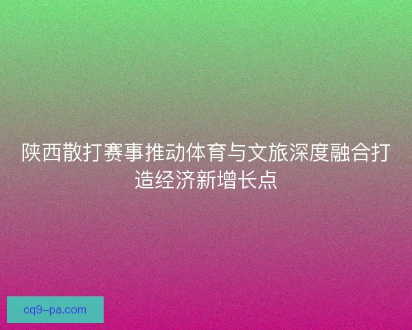 陕西散打赛事推动体育与文旅深度融合打造经济新增长点