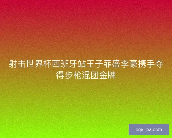 射击世界杯西班牙站王子菲盛李豪携手夺得步枪混团金牌